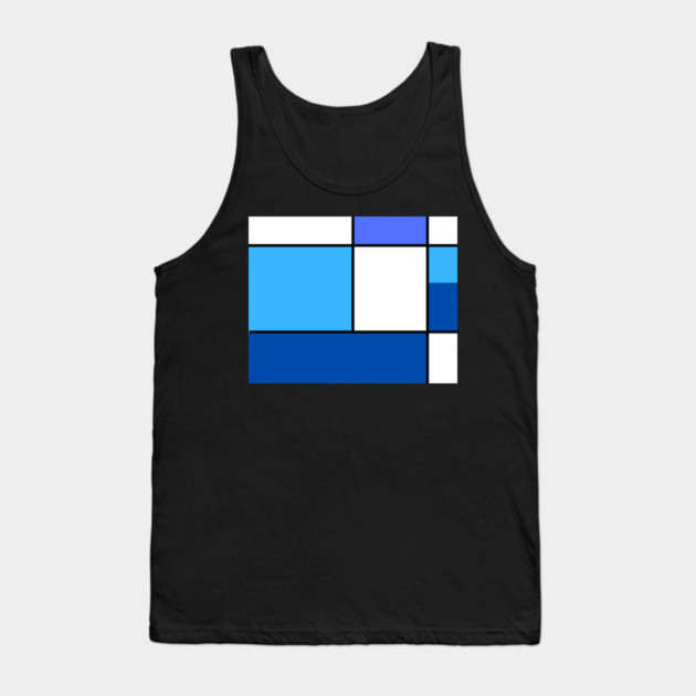 Squares and Rectangles  Blue, Light Blue, White Tank Top by BirdsnStuff