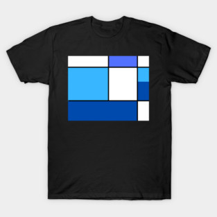 Squares and Rectangles  Blue, Light Blue, White T-Shirt