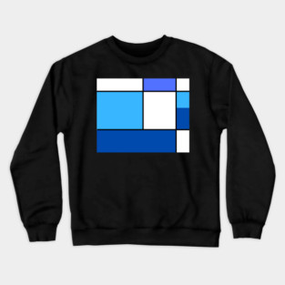 Squares and Rectangles  Blue, Light Blue, White Crewneck Sweatshirt