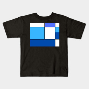 Squares and Rectangles  Blue, Light Blue, White Kids T-Shirt