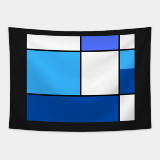 Squares and Rectangles  Blue, Light Blue, White Tapestry