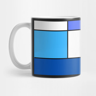 Squares and Rectangles  Blue, Light Blue, White Mug