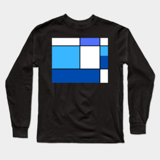 Squares and Rectangles  Blue, Light Blue, White Long Sleeve T-Shirt