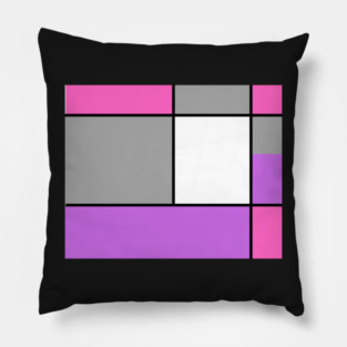 Squares and Rectangles, Pink, Grey, Purple, and White Pillow