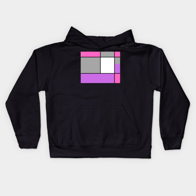 Squares and Rectangles, Pink, Grey, Purple, and White Kids Hoodie by BirdsnStuff