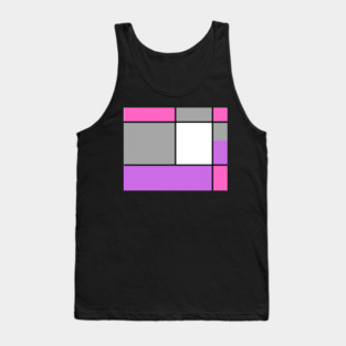 Squares and Rectangles, Pink, Grey, Purple, and White Tank Top