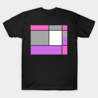 Squares and Rectangles, Pink, Grey, Purple, and White T-Shirt