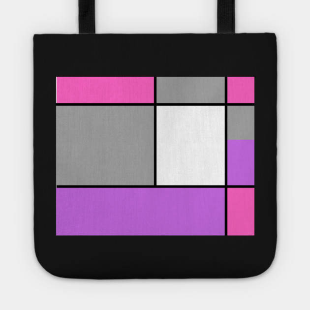 Squares and Rectangles, Pink, Grey, Purple, and White Tote by BirdsnStuff