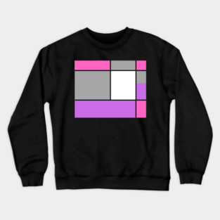 Squares and Rectangles, Pink, Grey, Purple, and White Crewneck Sweatshirt