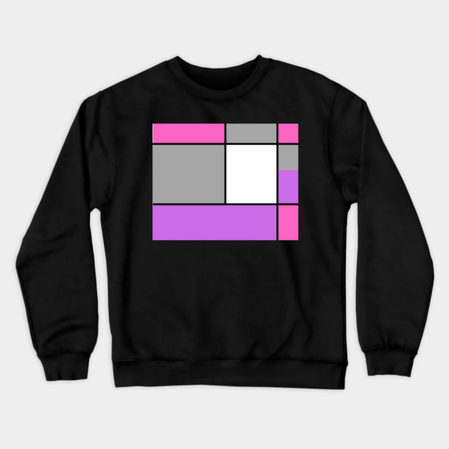 Squares and Rectangles, Pink, Grey, Purple, and White Crewneck Sweatshirt by BirdsnStuff