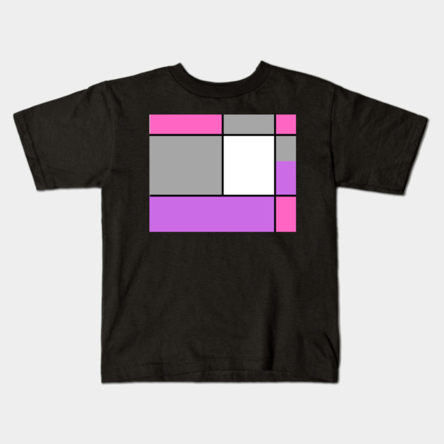 Squares and Rectangles, Pink, Grey, Purple, and White Kids T-Shirt by BirdsnStuff