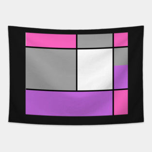 Squares and Rectangles, Pink, Grey, Purple, and White Tapestry