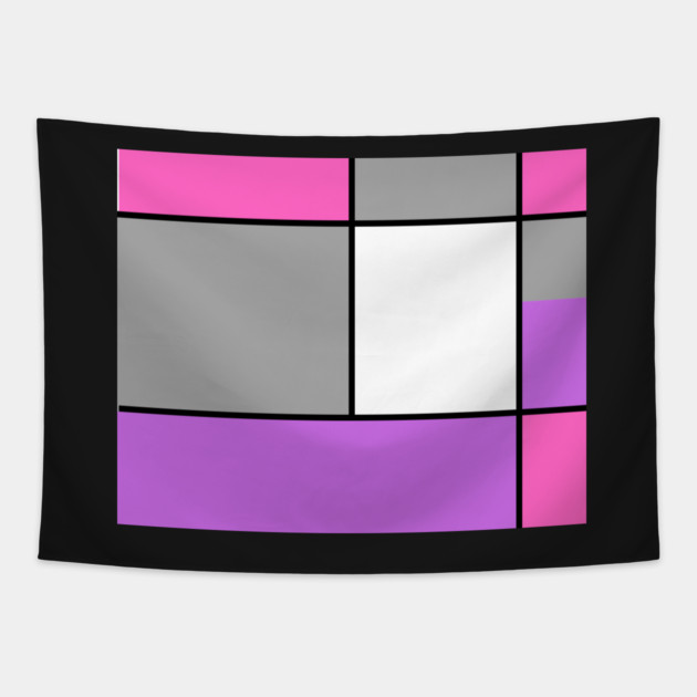 Squares and Rectangles, Pink, Grey, Purple, and White Tapestry by BirdsnStuff