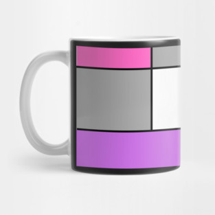 Squares and Rectangles, Pink, Grey, Purple, and White Mug