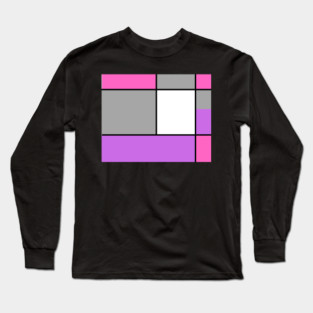 Squares and Rectangles, Pink, Grey, Purple, and White Long Sleeve T-Shirt
