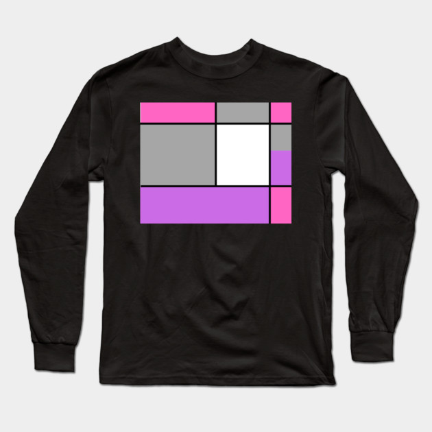 Squares and Rectangles, Pink, Grey, Purple, and White Long Sleeve T-Shirt by BirdsnStuff