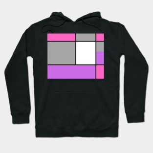 Squares and Rectangles, Pink, Grey, Purple, and White Hoodie