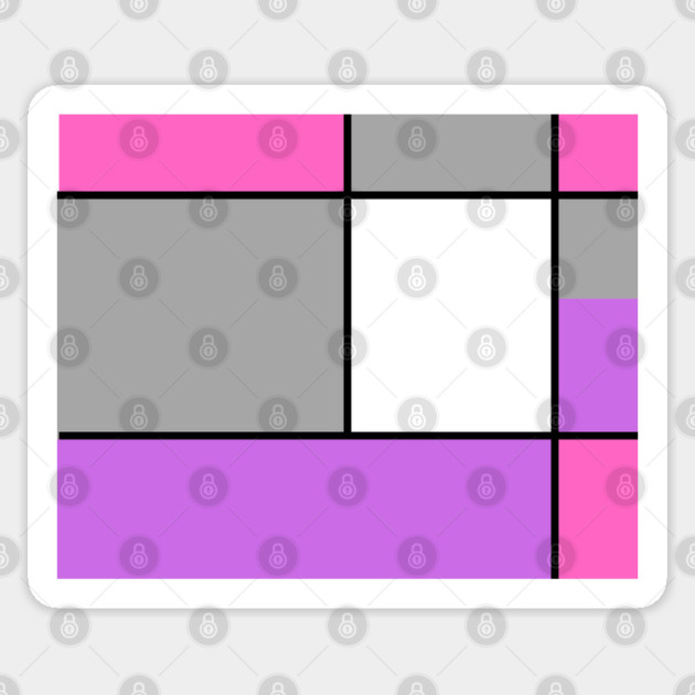 Squares and Rectangles, Pink, Grey, Purple, and White Sticker by BirdsnStuff