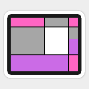 Squares and Rectangles, Pink, Grey, Purple, and White Magnet