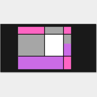 Squares and Rectangles, Pink, Grey, Purple, and White Posters and Art