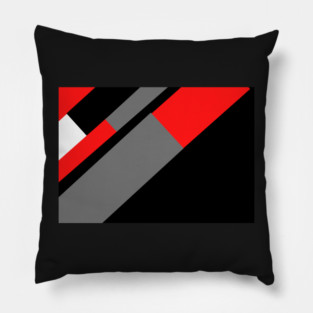 Red, Black, and White and Grey Pattern Pillow