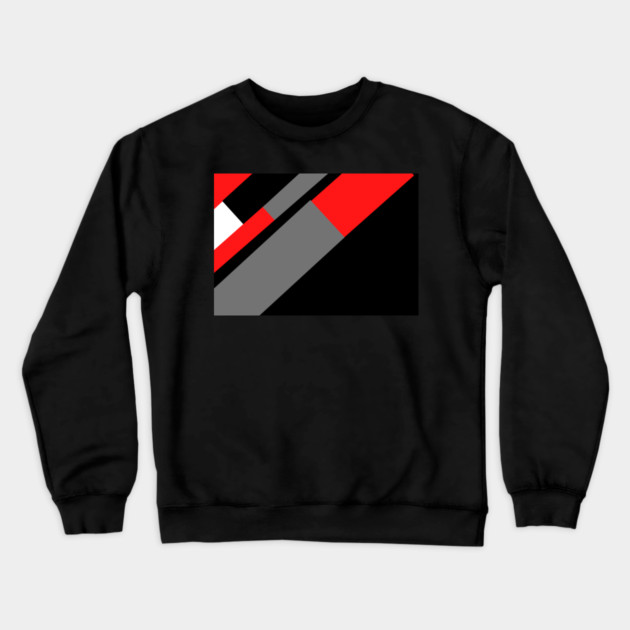 Red, Black, and White and Grey Pattern Crewneck Sweatshirt by BirdsnStuff