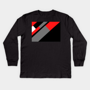 Red, Black, and White and Grey Pattern Kids Long Sleeve T-Shirt