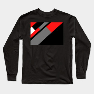 Red, Black, and White and Grey Pattern Long Sleeve T-Shirt