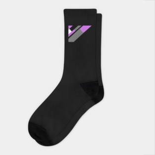 Purple, White, Grey, and Black pattern Socks