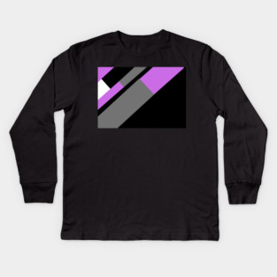 Purple, White, Grey, and Black pattern Kids Long Sleeve T-Shirt