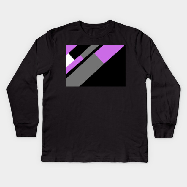 Purple, White, Grey, and Black pattern Kids Long Sleeve T-Shirt by BirdsnStuff