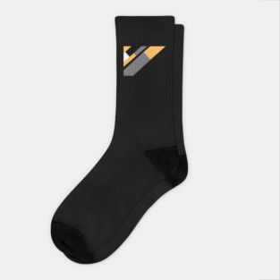 Gold, White, Black, and Grey Rectangle and Triangle pattern Socks