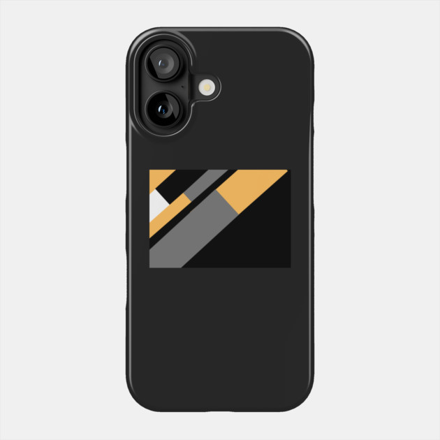 Gold, White, Black, and Grey Rectangle and Triangle pattern Phone Case by BirdsnStuff
