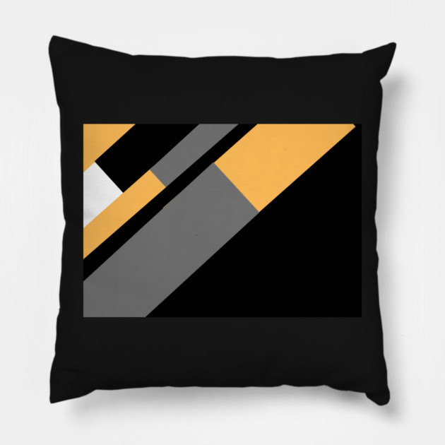 Gold, White, Black, and Grey Rectangle and Triangle pattern Pillow by BirdsnStuff