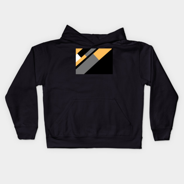Gold, White, Black, and Grey Rectangle and Triangle pattern Kids Hoodie by BirdsnStuff