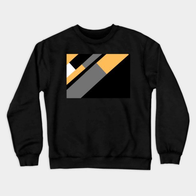 Gold, White, Black, and Grey Rectangle and Triangle pattern Crewneck Sweatshirt by BirdsnStuff