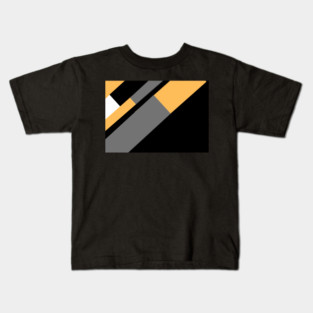 Gold, White, Black, and Grey Rectangle and Triangle pattern Kids T-Shirt