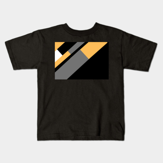 Gold, White, Black, and Grey Rectangle and Triangle pattern Kids T-Shirt by BirdsnStuff