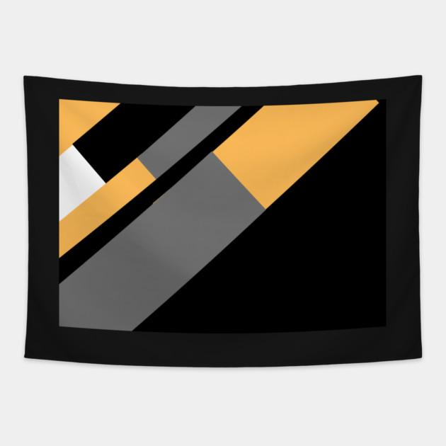 Gold, White, Black, and Grey Rectangle and Triangle pattern Tapestry by BirdsnStuff