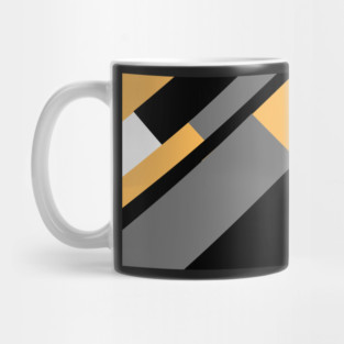 Gold, White, Black, and Grey Rectangle and Triangle pattern Mug