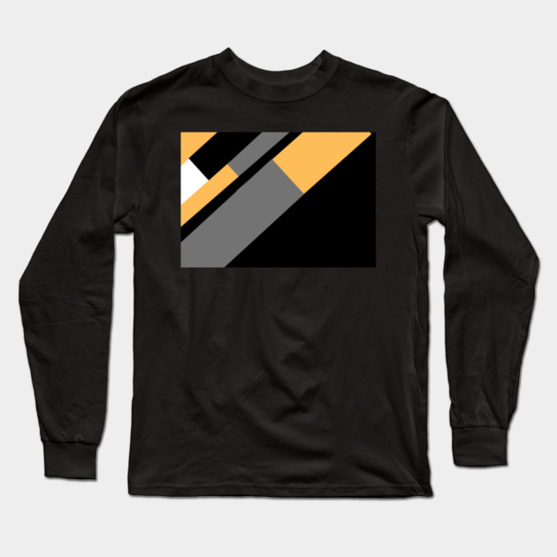 Gold, White, Black, and Grey Rectangle and Triangle pattern Long Sleeve T-Shirt by BirdsnStuff