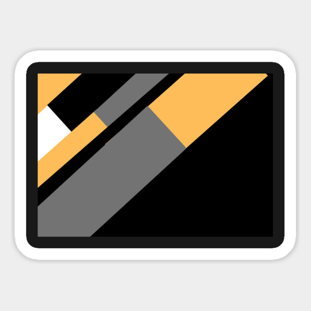 Gold, White, Black, and Grey Rectangle and Triangle pattern Magnet by BirdsnStuff