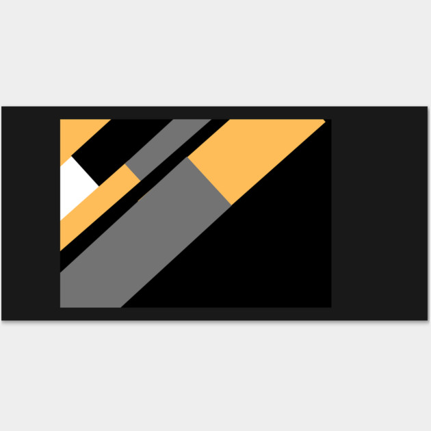 Gold, White, Black, and Grey Rectangle and Triangle pattern Wall Art by BirdsnStuff