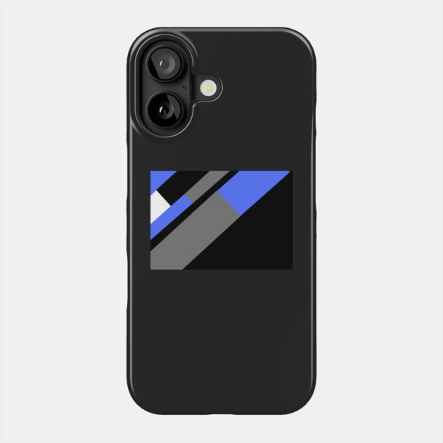 Blue,, White, Black, and Grey Rectangle and Triangle pattern Phone Case by BirdsnStuff