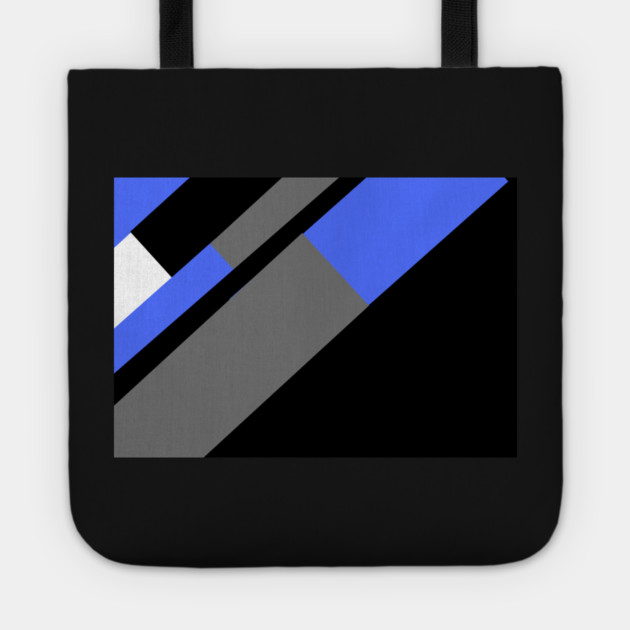 Blue,, White, Black, and Grey Rectangle and Triangle pattern Tote by BirdsnStuff