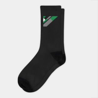 Green,, White, Black, and Grey Rectangle and Triangle pattern Socks