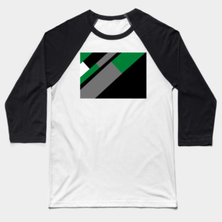 Green,, White, Black, and Grey Rectangle and Triangle pattern Baseball T-Shirt