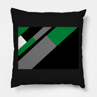 Green,, White, Black, and Grey Rectangle and Triangle pattern Pillow