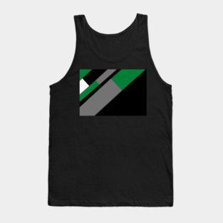 Green,, White, Black, and Grey Rectangle and Triangle pattern Tank Top