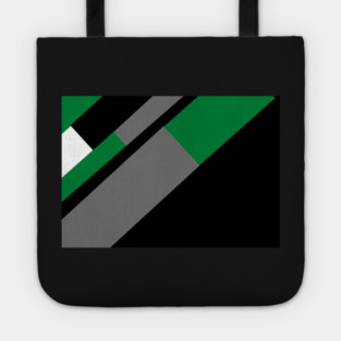 Green,, White, Black, and Grey Rectangle and Triangle pattern Tote